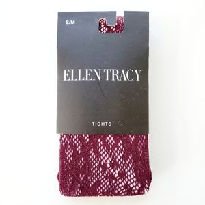 NWT Ellen Tracy Patterned Fishnet Tights Burgundy S/M
